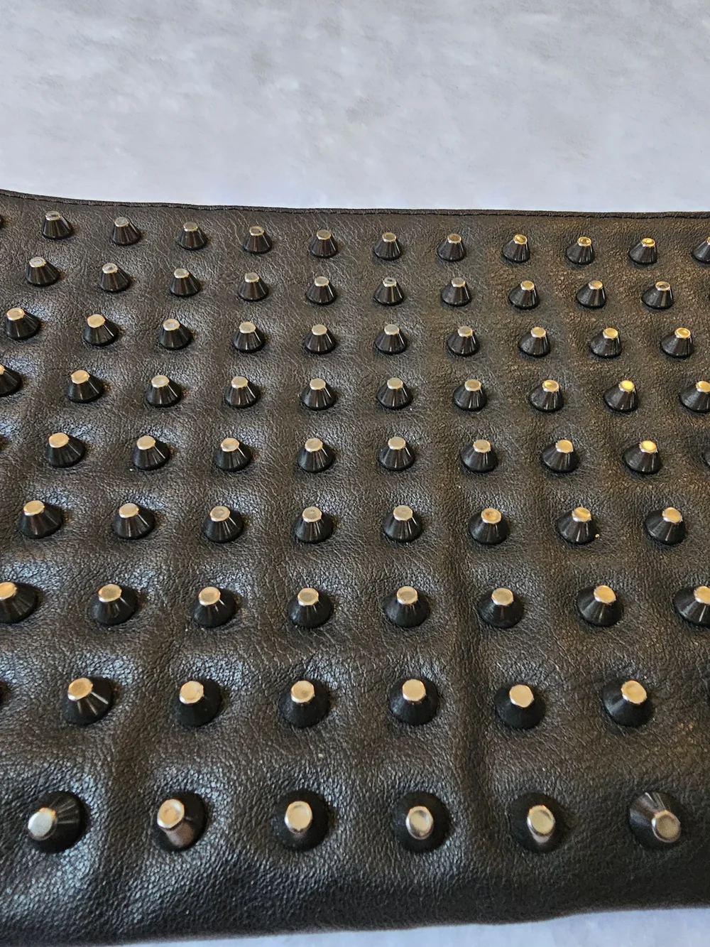 Studded Black Leather Clutch